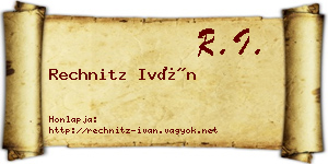 Rechnitz Iván névjegykártya